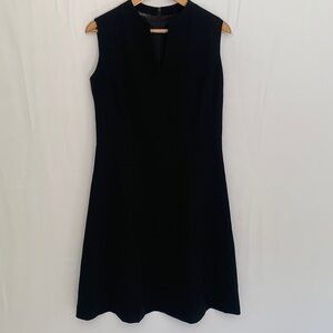 Lafayette 148 Split Neck Sleeveless Fit & Flare Black Dress Minimalist Size 8